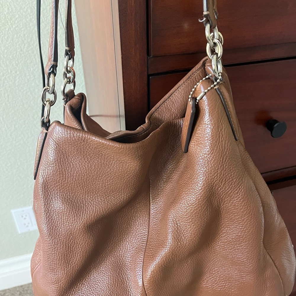 Brown leather Coach purse